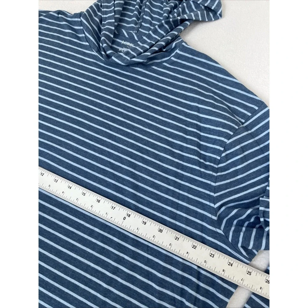 J. Crew Mens Blue Striped Cotton Blend Jersey Hooded Long Sleeve Tee XL